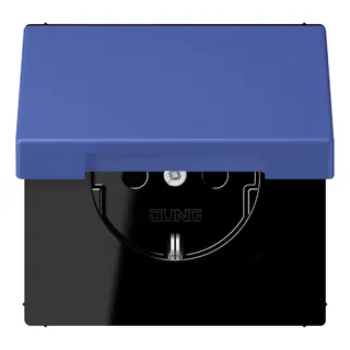 Jung SCHUKO Steckdose, 16 A 250 V ~, Klappdeckel, Serie LS, bleu outremer 31 LC1520BFKL206