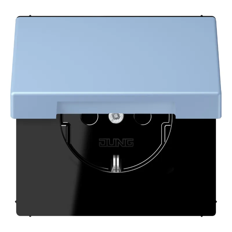 Jung SCHUKO Steckdose, 16 A 250 V ~, ohne Krallen, Klappdeckel, Serie LS, outremer moyen LC1520NBFKL207
