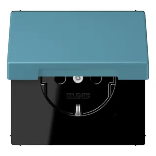 Jung SCHUKO Steckdose, 16 A 250 V ~, Klappdeckel, Serie LS, céruléen vif LC1520BFKL212