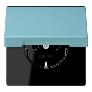 Jung SCHUKO Steckdose, 16 A 250 V ~, Klappdeckel, Serie LS, céruléen moyen LC1520BFKL213