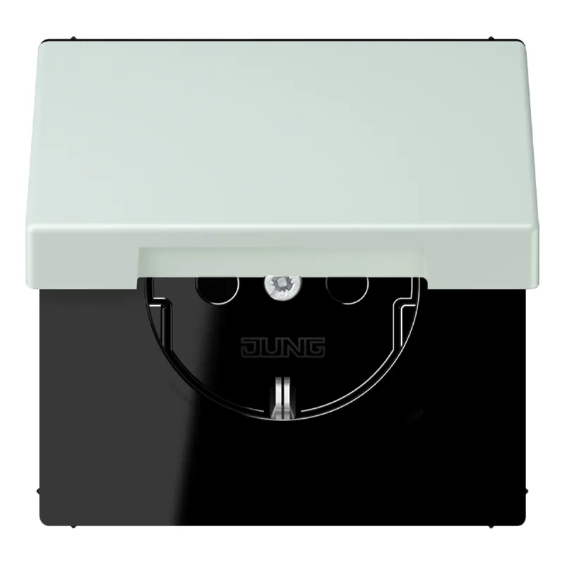Jung SCHUKO Steckdose, 16 A 250 V ~, ohne Krallen, Klappdeckel, Serie LS, céruléen pale LC1520NBFKL215
