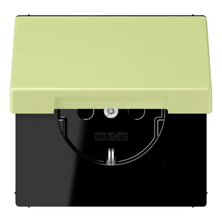 Jung SCHUKO Steckdose, 16 A 250 V ~, Klappdeckel, Serie LS, vert jaune clair LC1520BFKL222