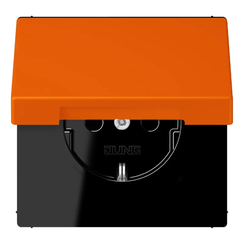 Jung SCHUKO Steckdose, 16 A 250 V ~, Klappdeckel, Serie LS, orange LC1520BFKL224