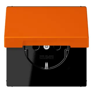 Jung SCHUKO Steckdose, 16 A 250 V ~, Klappdeckel, Serie LS, orange LC1520BFKL224