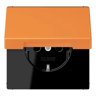 Jung SCHUKO Steckdose, 16 A 250 V ~, Klappdeckel, Serie LS, orange clair LC1520BFKL225