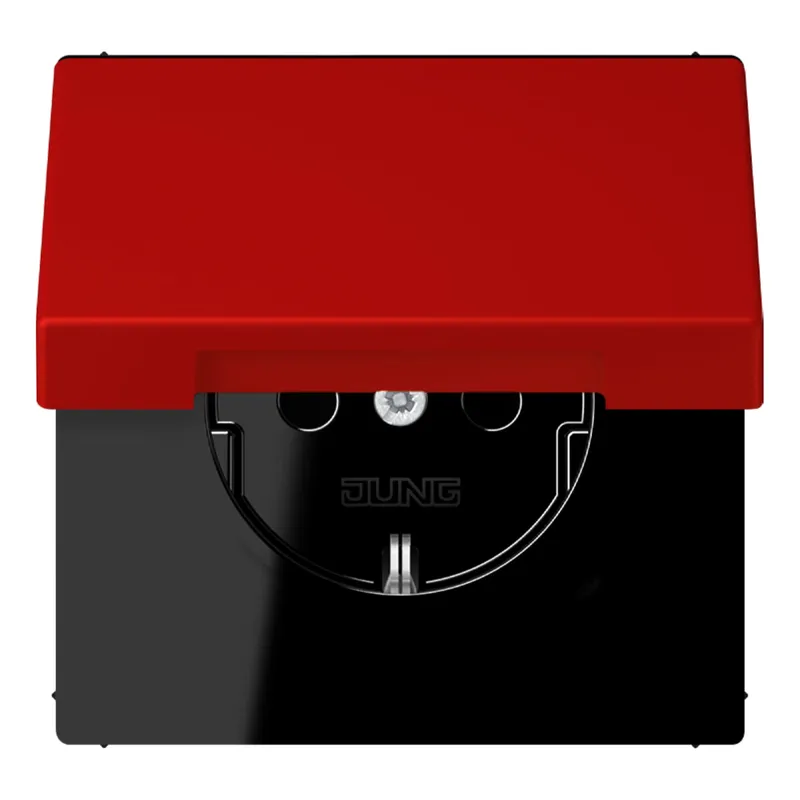 Jung SCHUKO Steckdose, 16 A 250 V ~, Klappdeckel, Serie LS, rouge vermillon 31 LC1520BFKL227