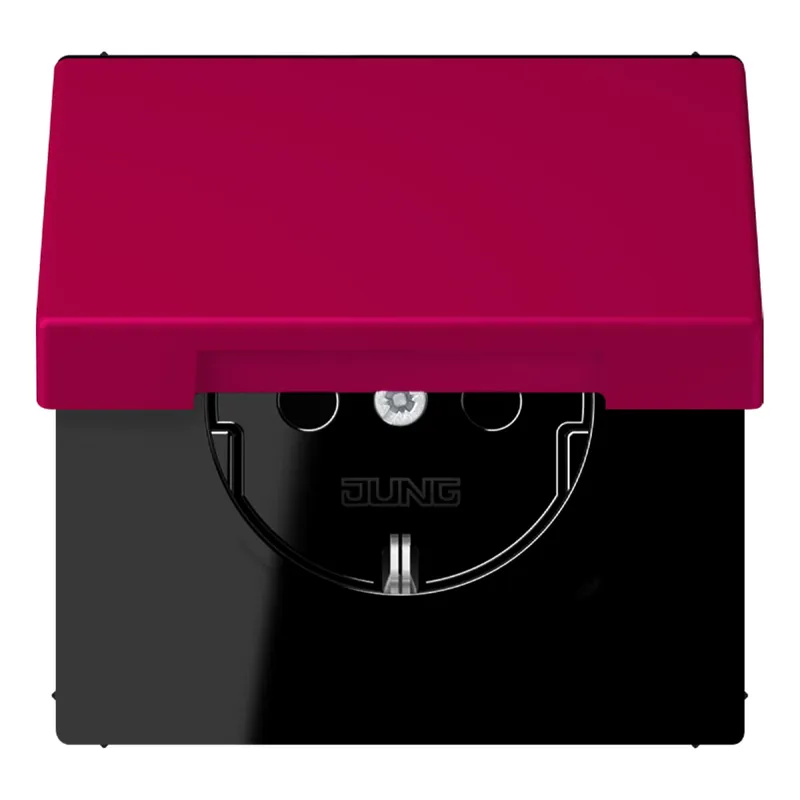 Jung SCHUKO Steckdose, 16 A 250 V ~, ohne Krallen, Klappdeckel, Serie LS, rouge rubia LC1520NBFKL230