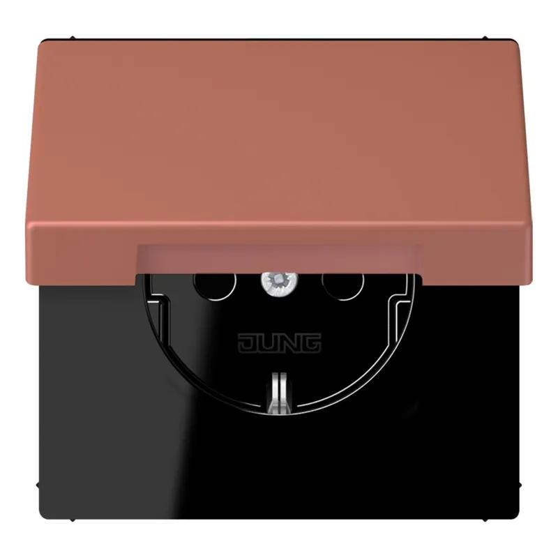 Jung SCHUKO Steckdose, 16 A 250 V ~, ohne Krallen, Klappdeckel, Serie LS, terre sienne brique LC1520NBFKL236