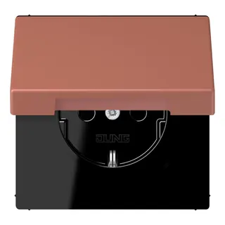 Jung SCHUKO Steckdose, 16 A 250 V ~, Klappdeckel, Serie LS, terre sienne brique LC1520BFKL236