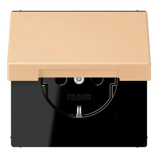 Jung SCHUKO Steckdose, 16 A 250 V ~, Klappdeckel, Serie LS, terre sienne claire 31 LC1520BFKL237