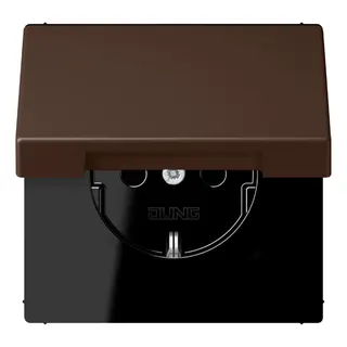Jung SCHUKO Steckdose, 16 A 250 V ~, Klappdeckel, Serie LS, terre d'ombre br?lée 31 LC1520BFKL239