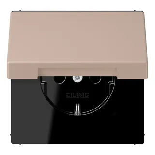 Jung SCHUKO Steckdose, 16 A 250 V ~, Klappdeckel, Serie LS, ombre br?lée claire LC1520BFKL240