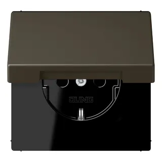 Jung SCHUKO Steckdose, 16 A 250 V ~, Klappdeckel, Serie LS, ombre naturelle 31 LC1520BFKL241