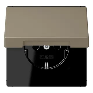 Jung SCHUKO Steckdose, 16 A 250 V ~, Klappdeckel, Serie LS, ombre naturelle moyenne LC1520BFKL242