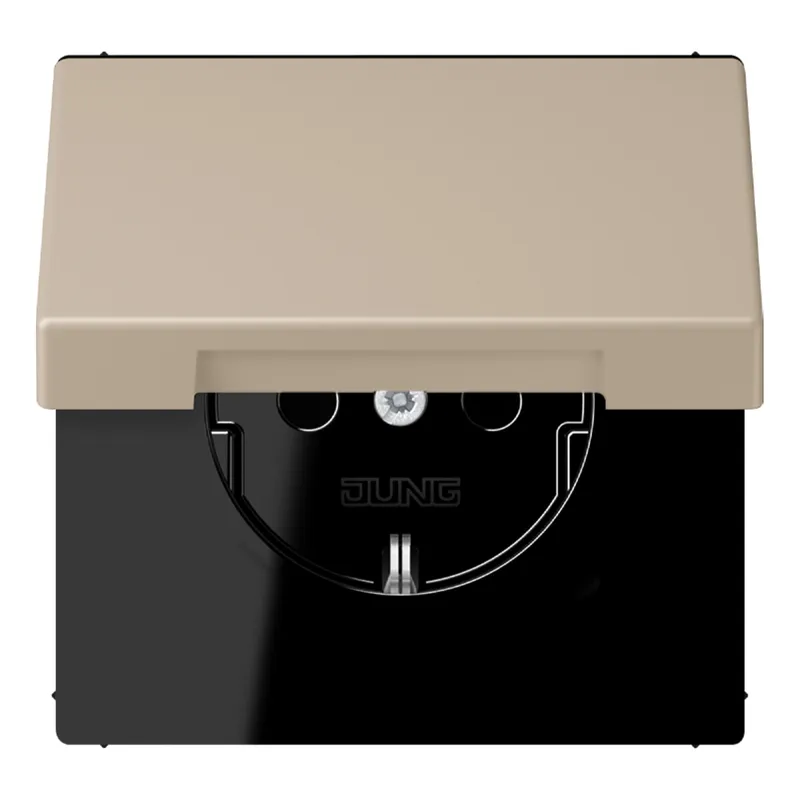 Jung SCHUKO Steckdose, 16 A 250 V ~, Klappdeckel, Serie LS, ombre naturelle claire LC1520BFKL243