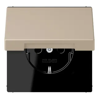 Jung SCHUKO Steckdose, 16 A 250 V ~, Klappdeckel, Serie LS, ombre naturelle claire LC1520BFKL243