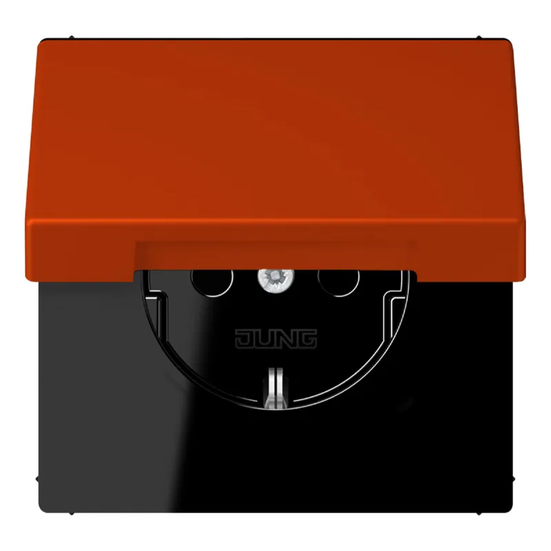 Jung SCHUKO Steckdose, 16 A 250 V ~, Klappdeckel, Serie LS, rouge vermillon 59 LC1520BFKL244