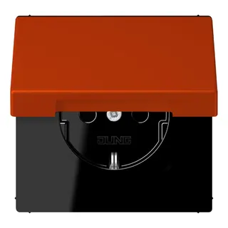 Jung SCHUKO Steckdose, 16 A 250 V ~, Klappdeckel, Serie LS, rouge vermillon 59 LC1520BFKL244