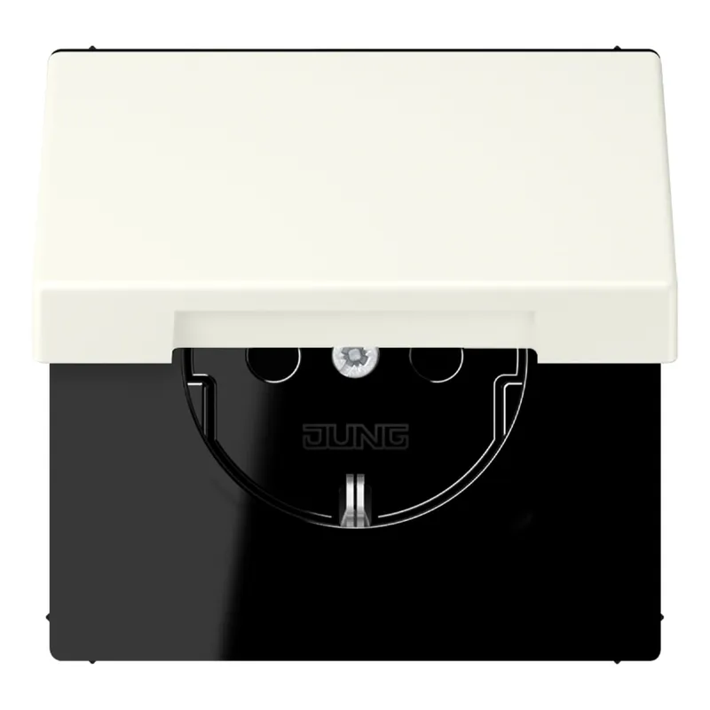 Jung SCHUKO Steckdose, 16 A 250 V ~, ohne Krallen, Klappdeckel, Serie LS, blanc ivoire LC1520NBFKL245