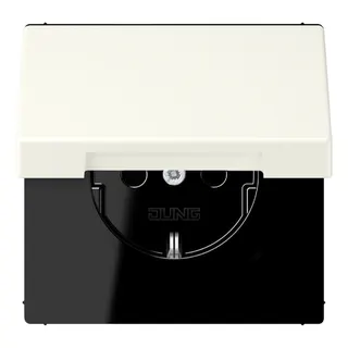Jung SCHUKO Steckdose, 16 A 250 V ~, Klappdeckel, Serie LS, blanc ivoire LC1520BFKL245