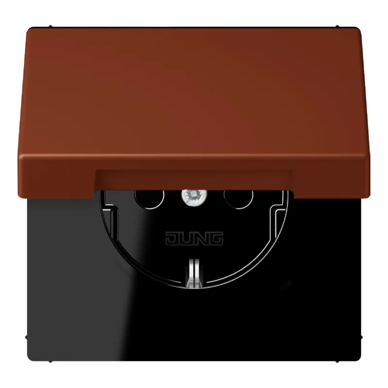 Jung SCHUKO Steckdose, 16 A 250 V ~, Klappdeckel, Serie LS, terre sienne br?lée 59 LC1520BFKL247