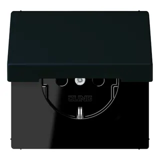 Jung SCHUKO Steckdose, 16 A 250 V ~, Klappdeckel, Serie LS, noir d'ivoire LC1520BFKL248
