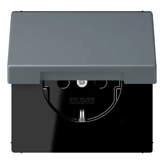 Jung SCHUKO Steckdose, 16 A 250 V ~, Klappdeckel, Serie LS, gris 59 LC1520BFKL251