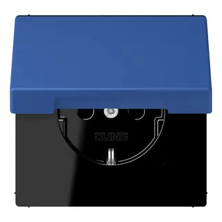 Jung SCHUKO Steckdose, 16 A 250 V ~, Klappdeckel, Serie LS, bleu outremer 59 LC1520BFKL253