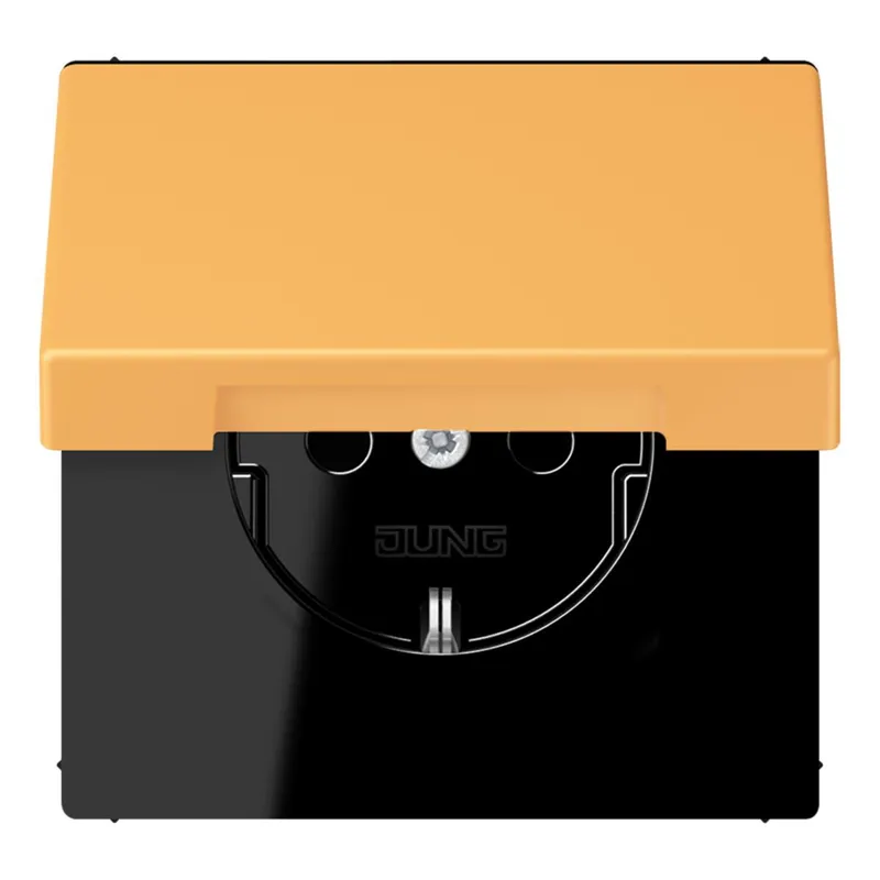 Jung SCHUKO Steckdose, 16 A 250 V ~, Klappdeckel, Serie LS, ocre jaune clair LC1520BFKL254