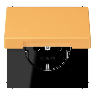 Jung SCHUKO Steckdose, 16 A 250 V ~, Klappdeckel, Serie LS, ocre jaune clair LC1520BFKL254