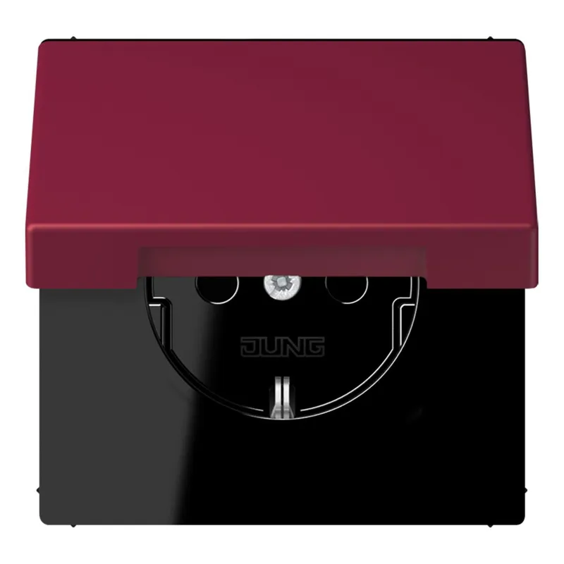 Jung SCHUKO Steckdose, 16 A 250 V ~, ohne Krallen, Klappdeckel, Serie LS, le rubis LC1520NBFKL255