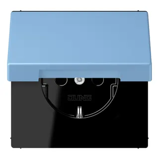 Jung SCHUKO Steckdose, 16 A 250 V ~, Klappdeckel, Serie LS, bleu céruléen 59 LC1520BFKL256