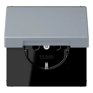 Jung SCHUKO Steckdose, 16 A 250 V ~, Klappdeckel, Serie LS, gris clair 59 LC1520BFKL257