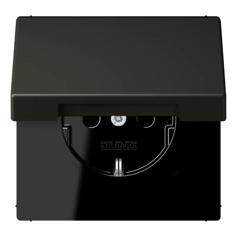 Jung SCHUKO Steckdose, 16 A 250 V ~, ohne Krallen, Klappdeckel, Serie LS, ombre naturelle 59 LC1520NBFKL259
