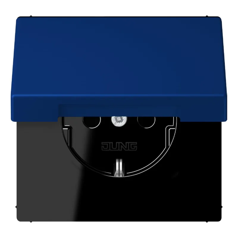Jung SCHUKO Steckdose, 16 A 250 V ~, Klappdeckel, Serie LS, bleu outremer foncé LC1520BFKL261
