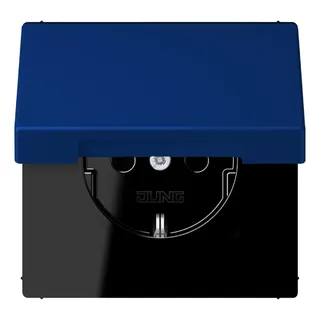Jung SCHUKO Steckdose, 16 A 250 V ~, Klappdeckel, Serie LS, bleu outremer foncé LC1520BFKL261