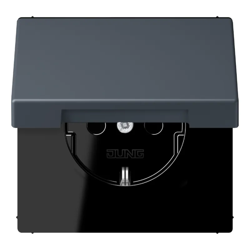 Jung SCHUKO Steckdose, 16 A 250 V ~, Klappdeckel, Serie LS, gris fonce 59 LC1520BFKL262