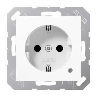 Jung SCHUKO Steckdose, 16 A 250 V ~, mit Funktionsanzeige, SAFETY+, Duroplast antimikrobiell, Serie AS, alpinweiß SPA1520KOWW
