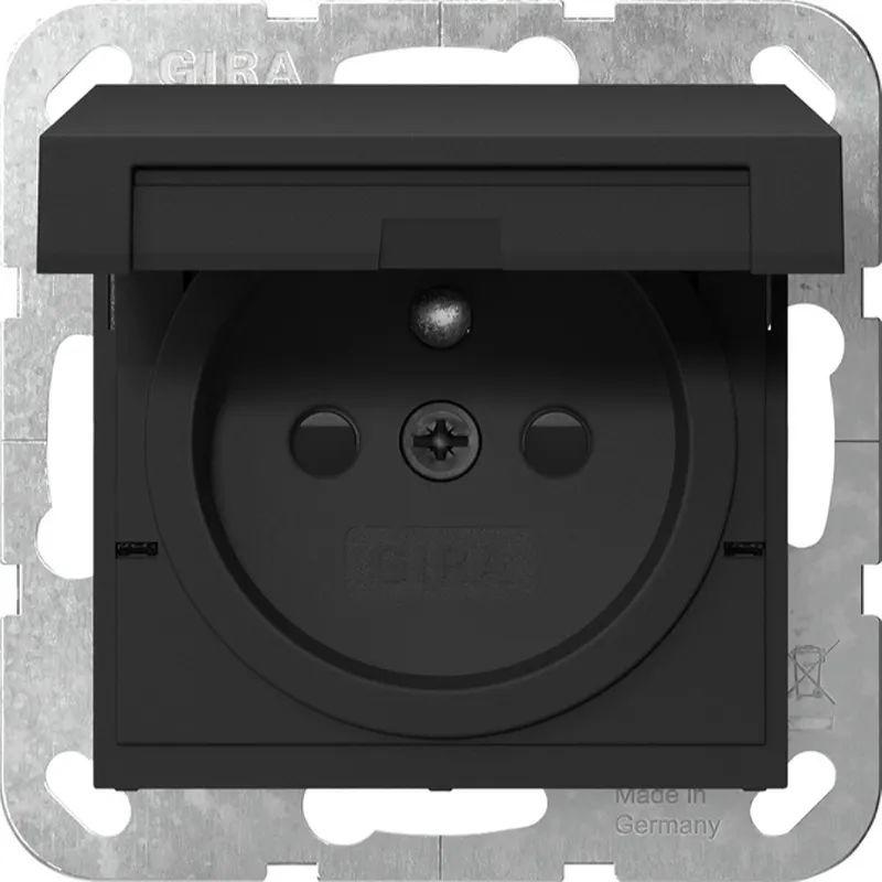 Gira Steckd. Erdstift KD + SH System 55 Schwarz m 4488005
