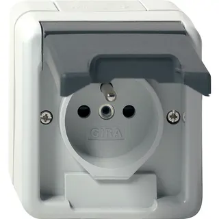 Gira Steckd. Erdstift KD + SH WG AP Grau 448530