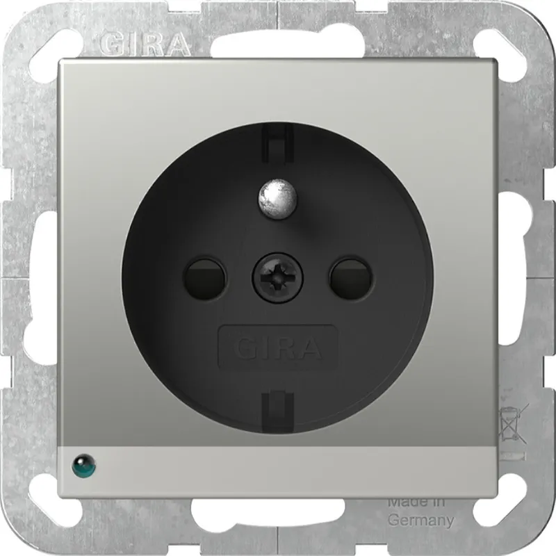 Gira Steckd. Erdstift LED-Leuchte + SH System 55 Edelstahl (lack.) 4489600