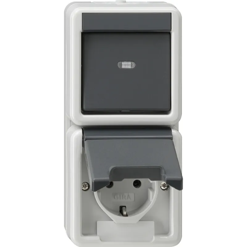 Gira Kombi AusWe/SCHUKO senkr. KD WG AP Grau 417630