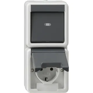 Gira Kombi AusWe/SCHUKO senkr. KD WG AP Grau 417630