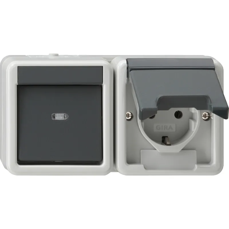 Gira Kombi AusWe/SCHUKO waager. KD WG AP Grau 417730