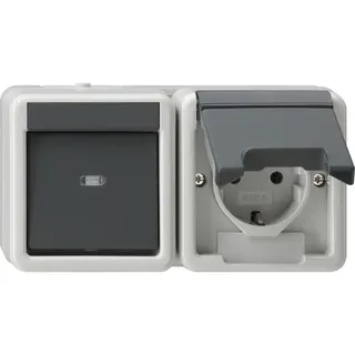 Gira Kombi AusWe/SCHUKO waager. KD WG AP Grau 417730