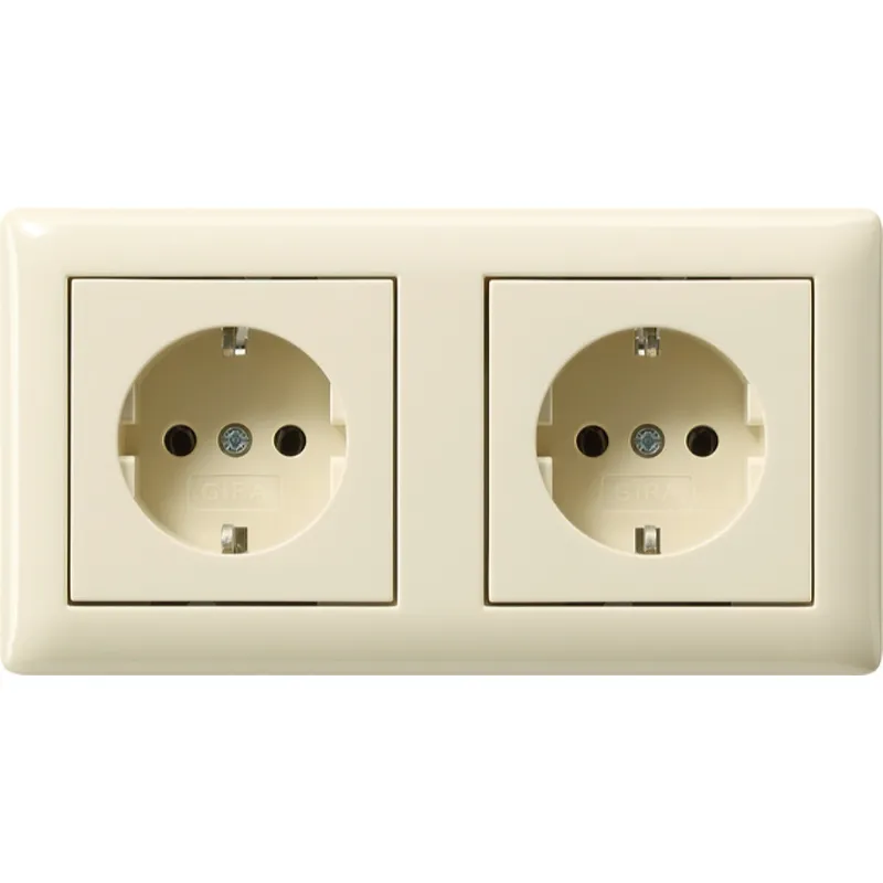 Gira SCHUKO 2f verdr. + Rahmen Standard 55 Cremeweiß 479301