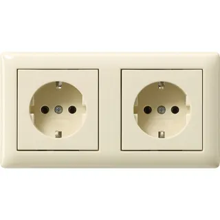 Gira SCHUKO 2f verdr. + Rahmen Standard 55 Cremeweiß 479301