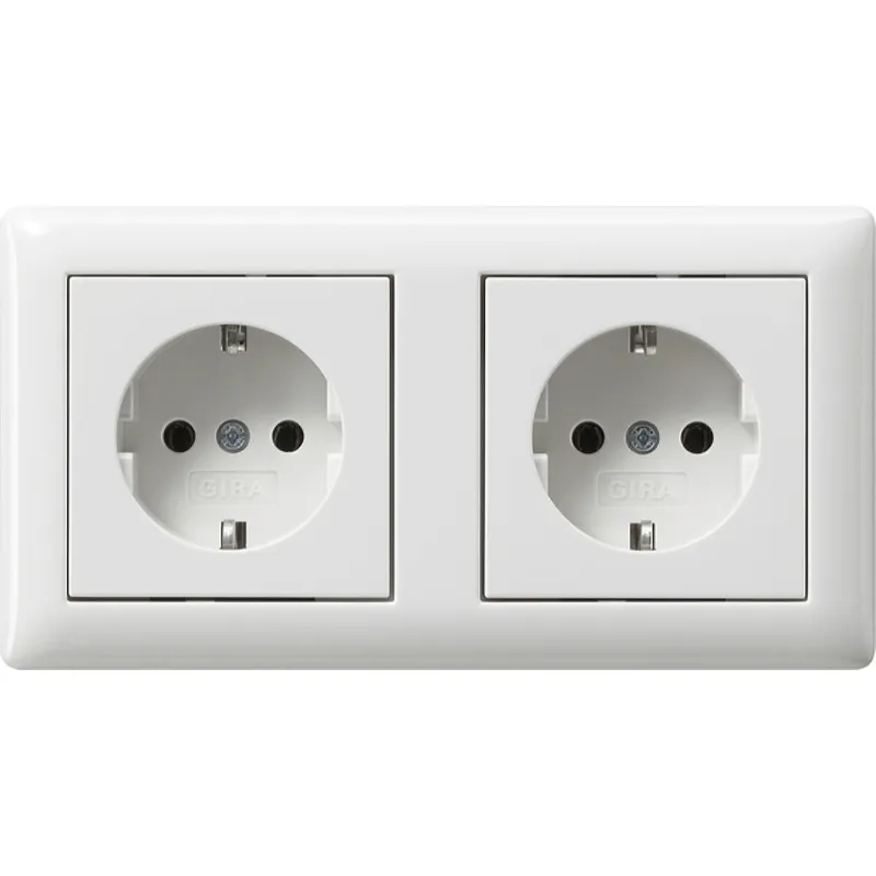 Gira SCHUKO 2f verdr. + Rahmen Standard 55 Reinweiß 479303