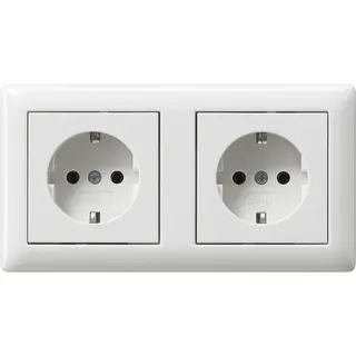 Gira SCHUKO 2f verdr. + Rahmen Standard 55 Reinweiß 479303