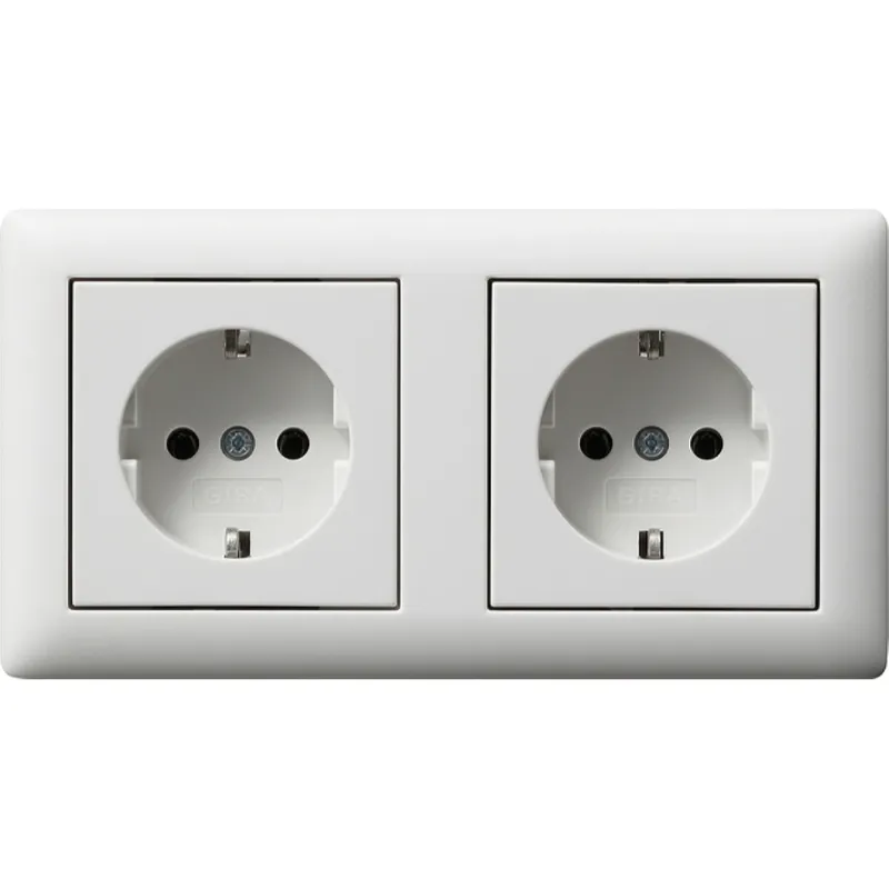 Gira SCHUKO 2f verdr. + Rahmen Standard 55 Reinweiß m 479304